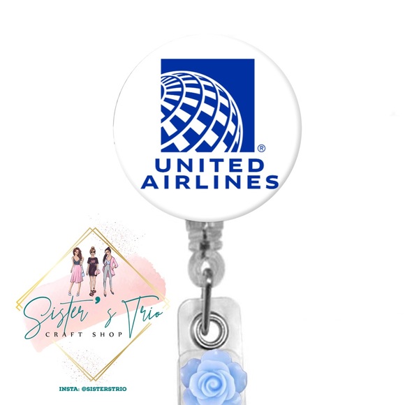 United Airlines Retractable Badge Holder Lanyard Reel - Picture 1 of 3